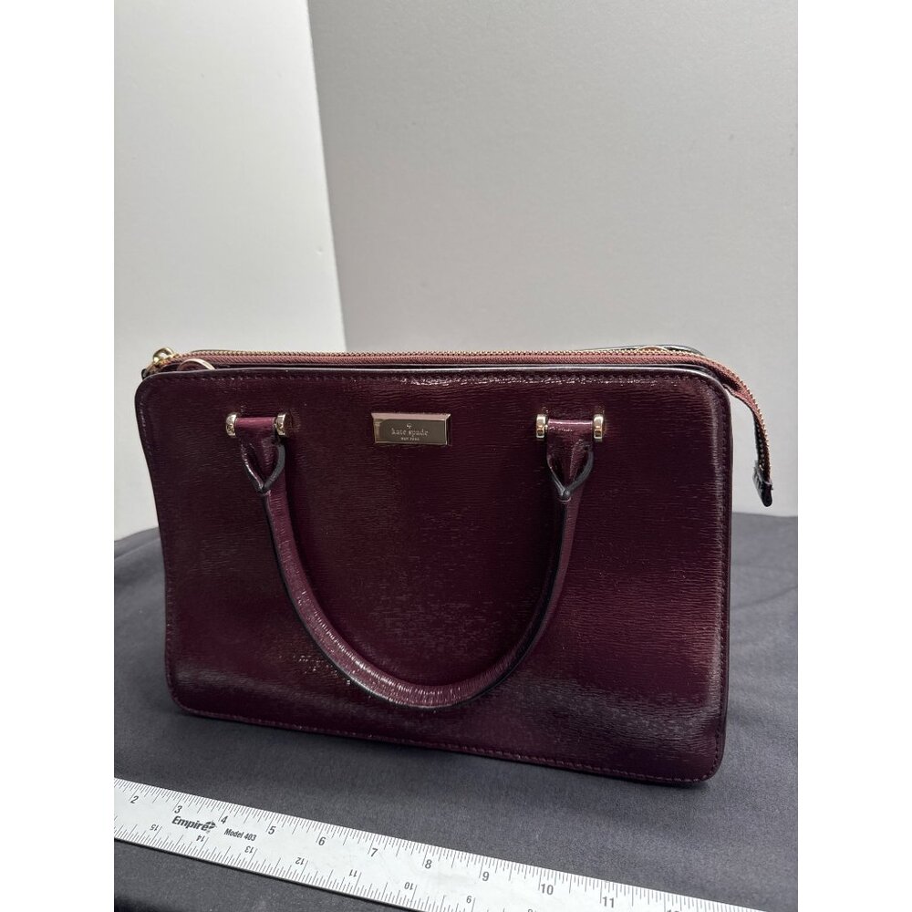 Kate Spade Lise Bixby Place Bag in Mulled Wine Patent Leather Berry Satchel Bag